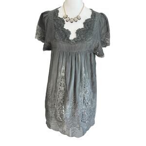 Sundance Babydoll Top Silk Blend Lace Embroidery XS Y2K Style Romantic Fairy